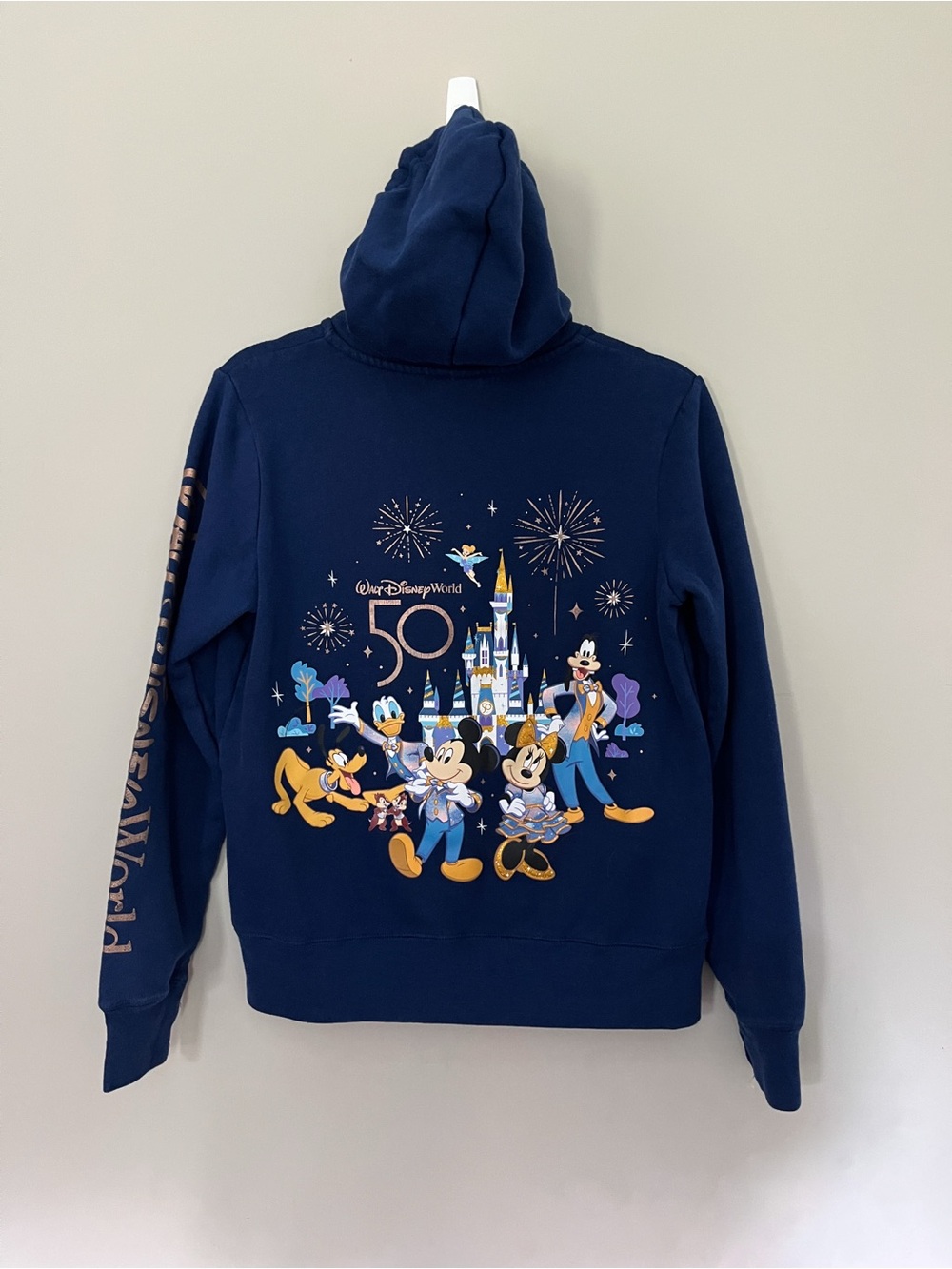 Disney 50th Anniversary Hoodie Zip Sweatshirt with Character Print